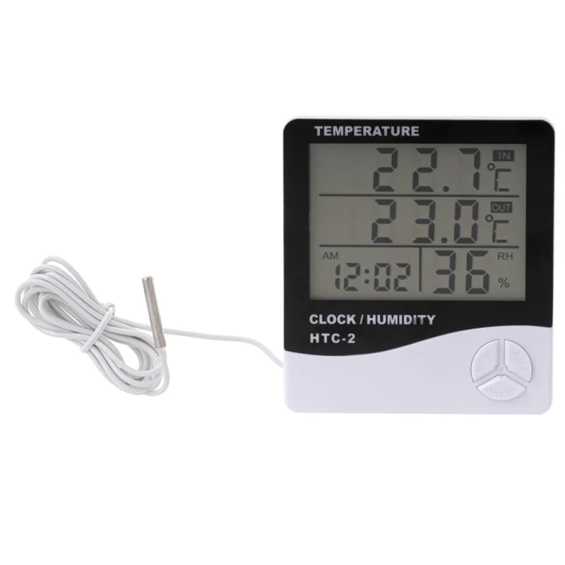 Digitálna meteostanica HTC-2 – teplomer, vlhkomer a hodiny s budíkom