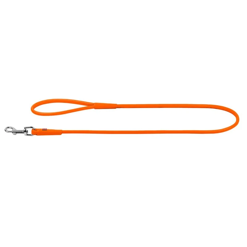 Okrúhle kožené vodítko oranžovej farby 122cm, Šírka: 6 mm