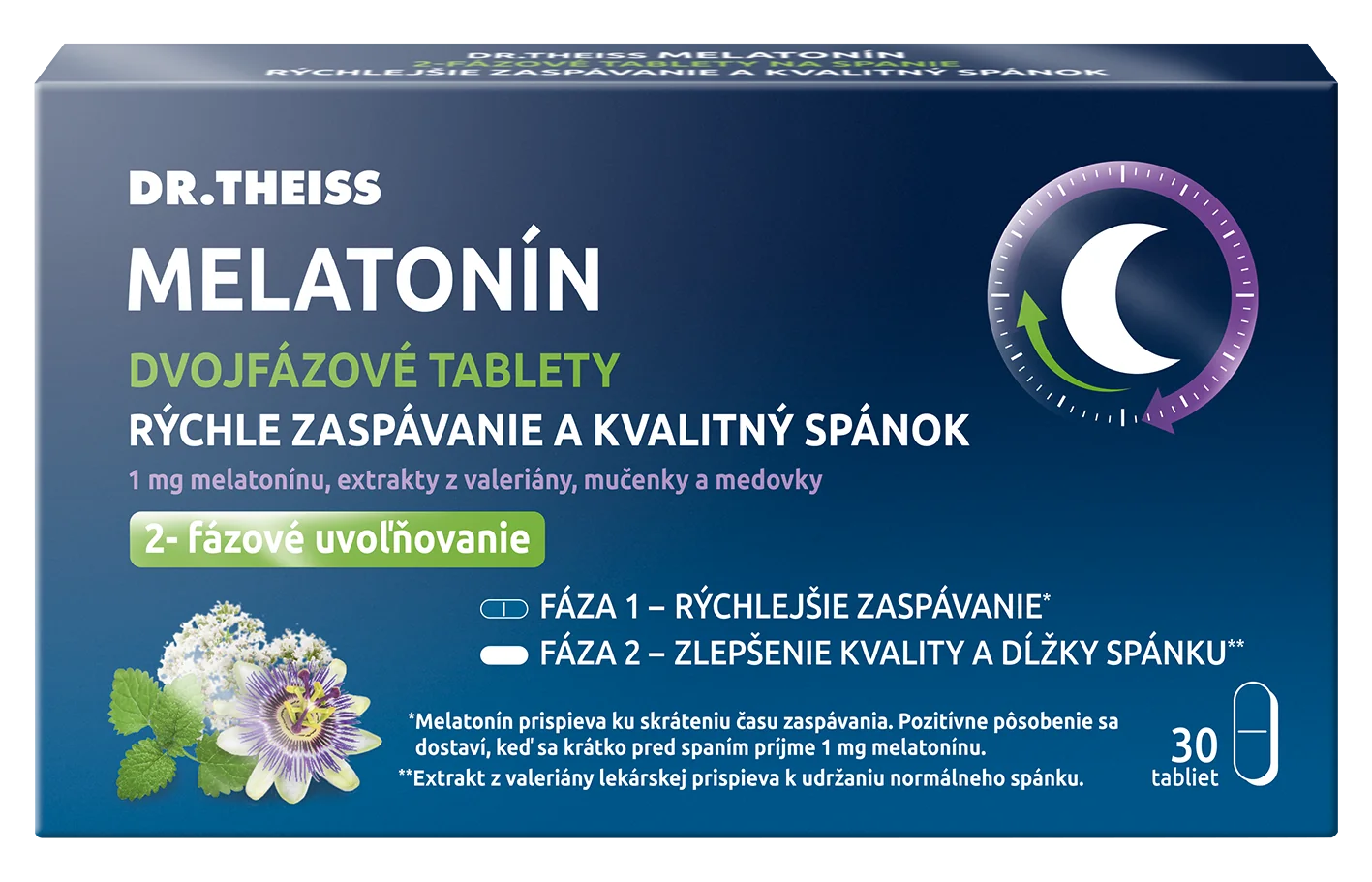 DR.THEISS Melatonín 2-Fázové tablety na spanie 30 ks