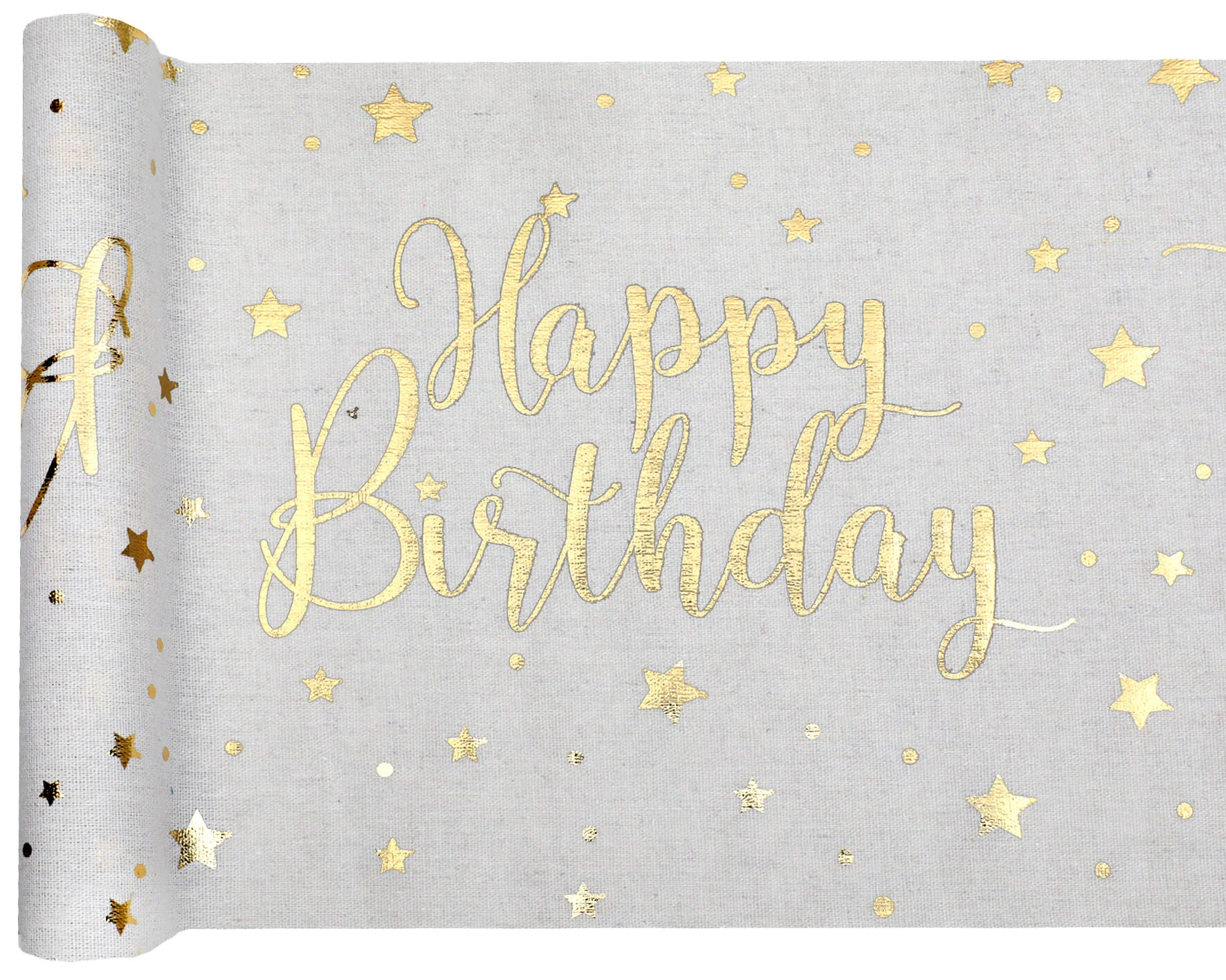 Behúň Happy Birthday bielo-zlatý 28cmx3m