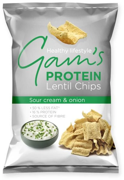 Gam's Proteín Lentil Chips Kyslá Smotana & Cibuľka 65 g