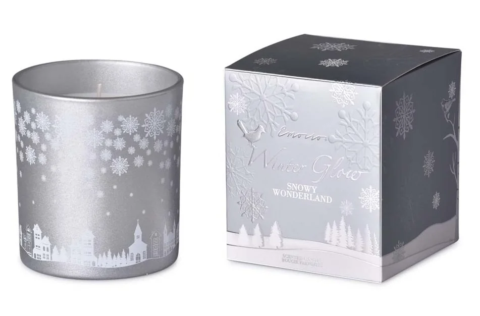 Emocio sklo 80×90 mm vonná sviečka, v darčekovej krabičke Snowy Wonderland 1×1 ks, vonná sviečka