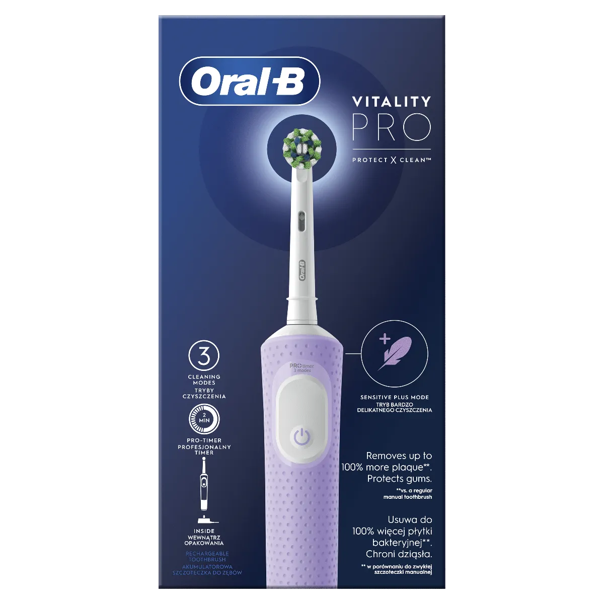 Oral B Vitality Pro Lilac Elektrická Zubná Kefka 1×1 ks, elektrická zubná kefka