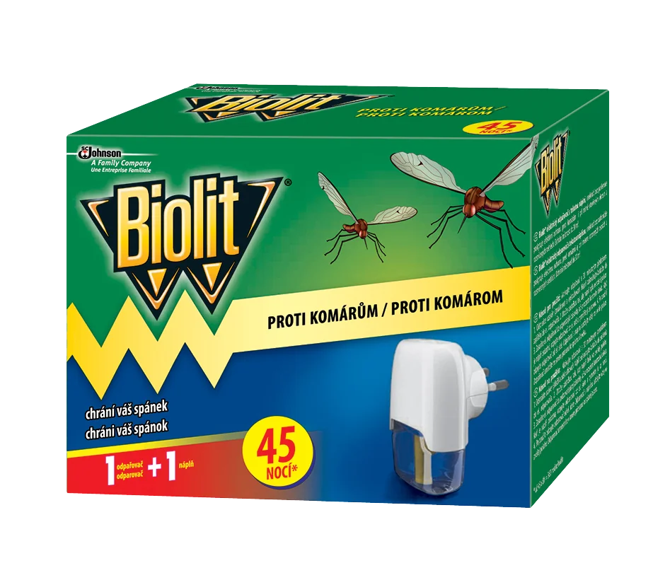 BIOLIT elektrický odparovač proti komárom strojček + náhradná náplň 27ml/45nocí