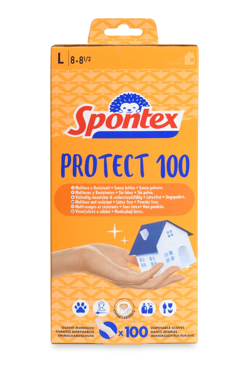 Spontex Rukavice Protect 100 L 1×100 ks, jednorázové rukavice