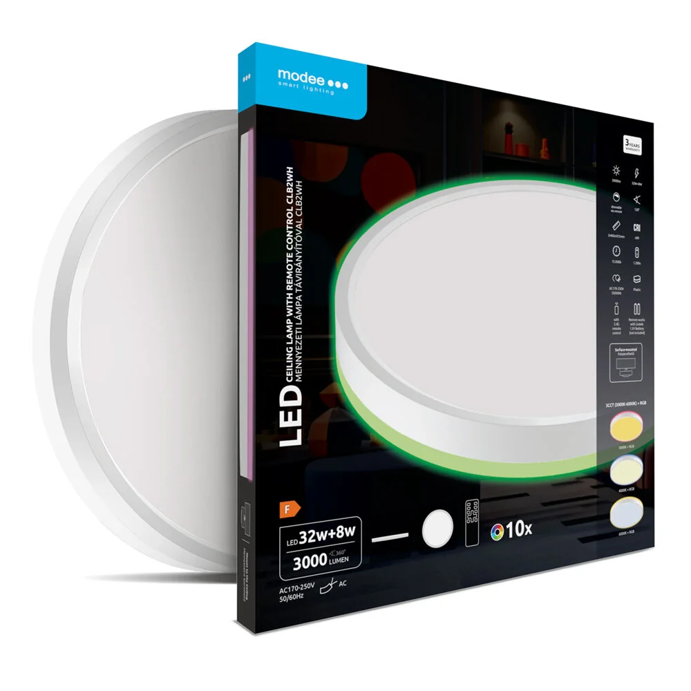 Modee LED stropné svietidlo CLB2WH 32+8W 3CCT+RGB 3000lumen biely lem