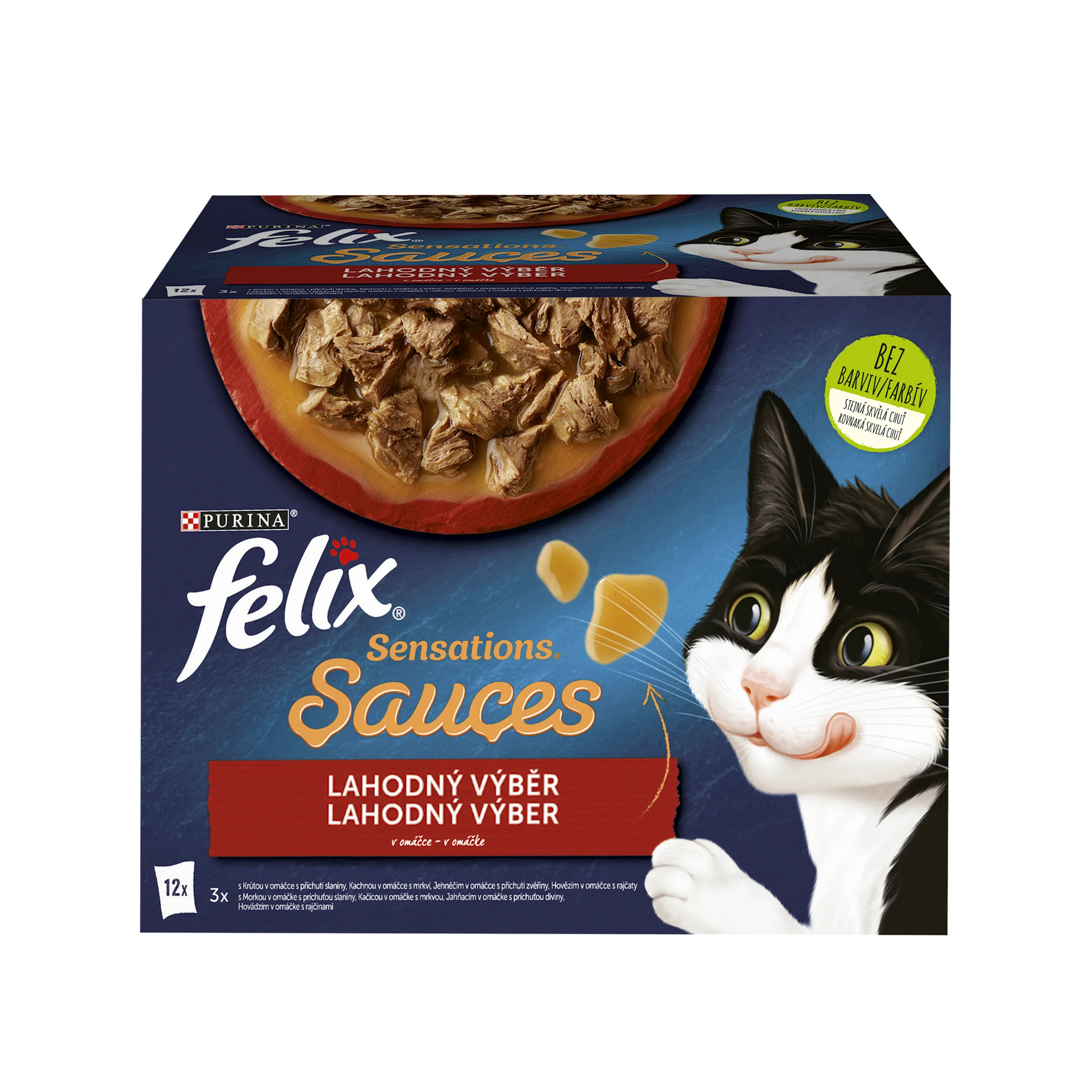 Felix Sensations Sauces kapsičky pre mačky hovädzie, jahňacie, morka, kačacie v omáčke 12×85 g 12×85 g, kapsičky pre mačky