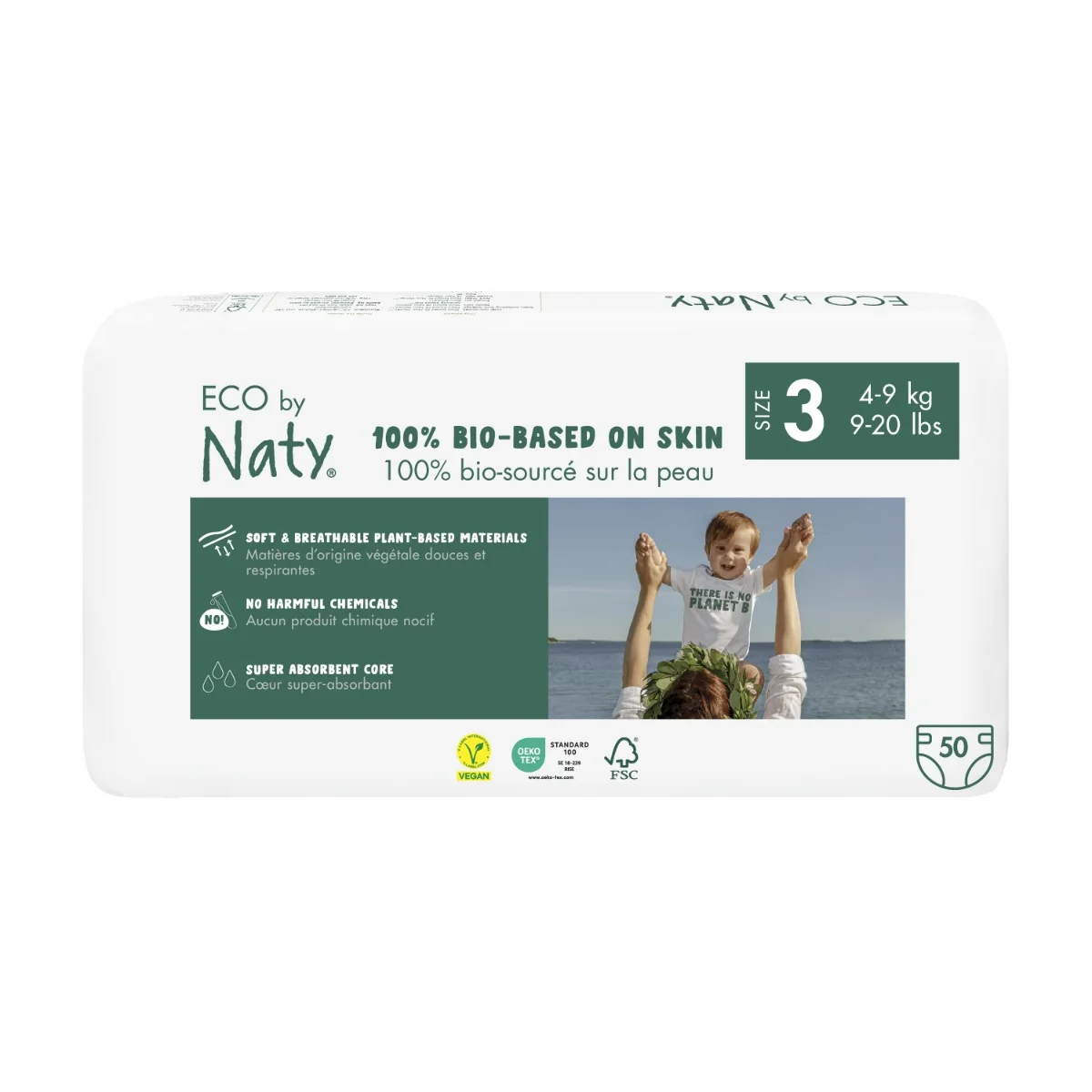 ECO BY NATY Plienky jednorazové 3 (4-9 kg) 50 ks - ECONOMY PACK 1×50 ks