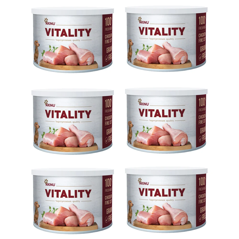 Akinu VITALITY Kuracie mäso jemne krájané v konzerve pre psov 6 x 200 g