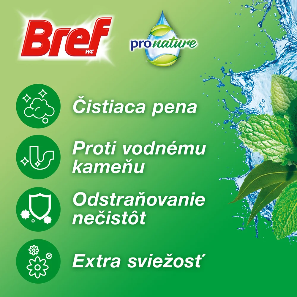 Bref ProNature WC čistič Mint & Eucalyptus 1×700 ml, čistič WC