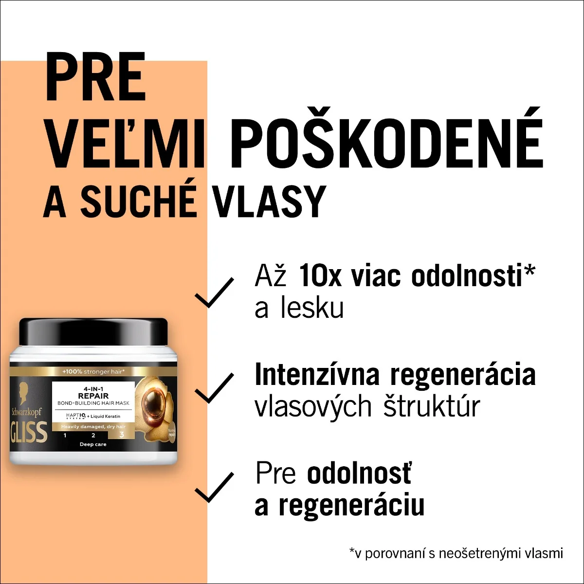 Schwarzkopf Gliss vlasová maska 4v1 Repair 1×400 ml, maska na vlasy