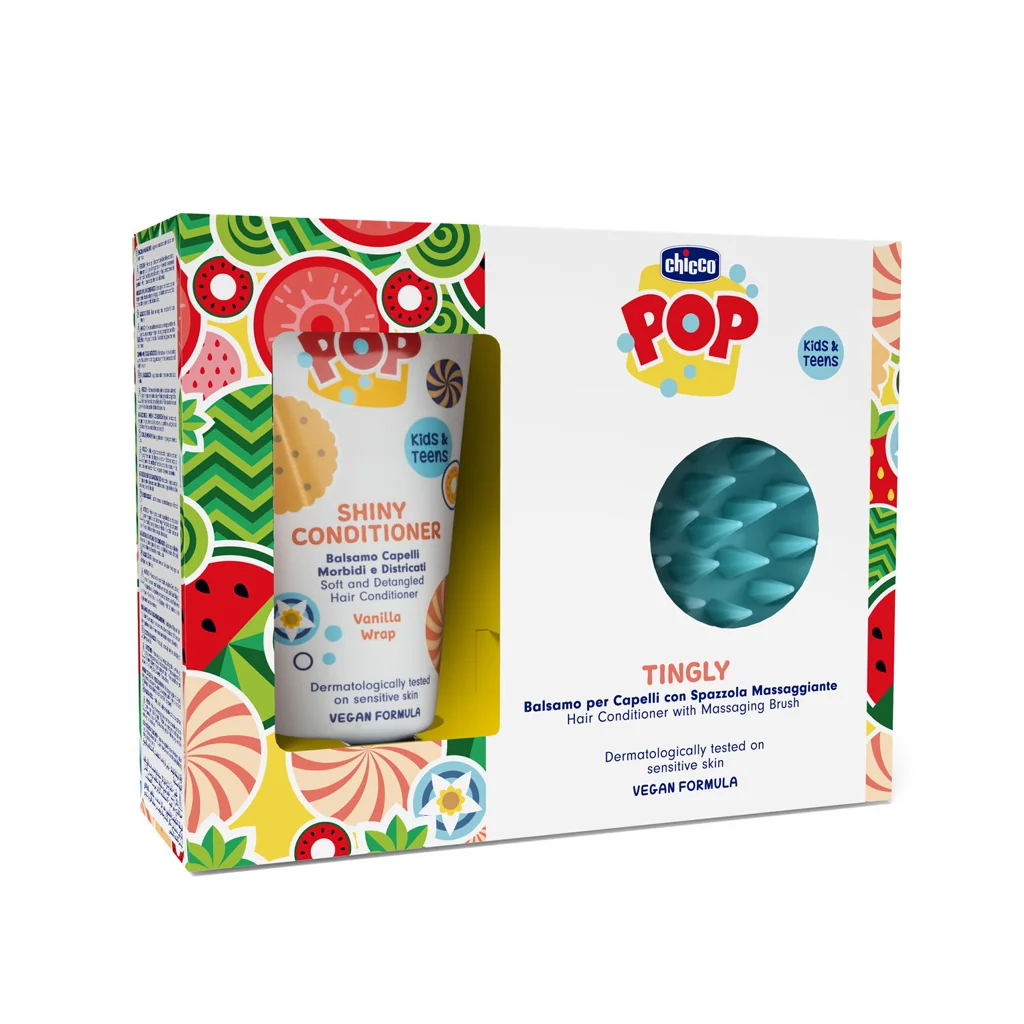 CHICCO Kondicionér na vlasy POP Vanilla Shiny s masážnou kefou na pokožku hlavy 150 ml