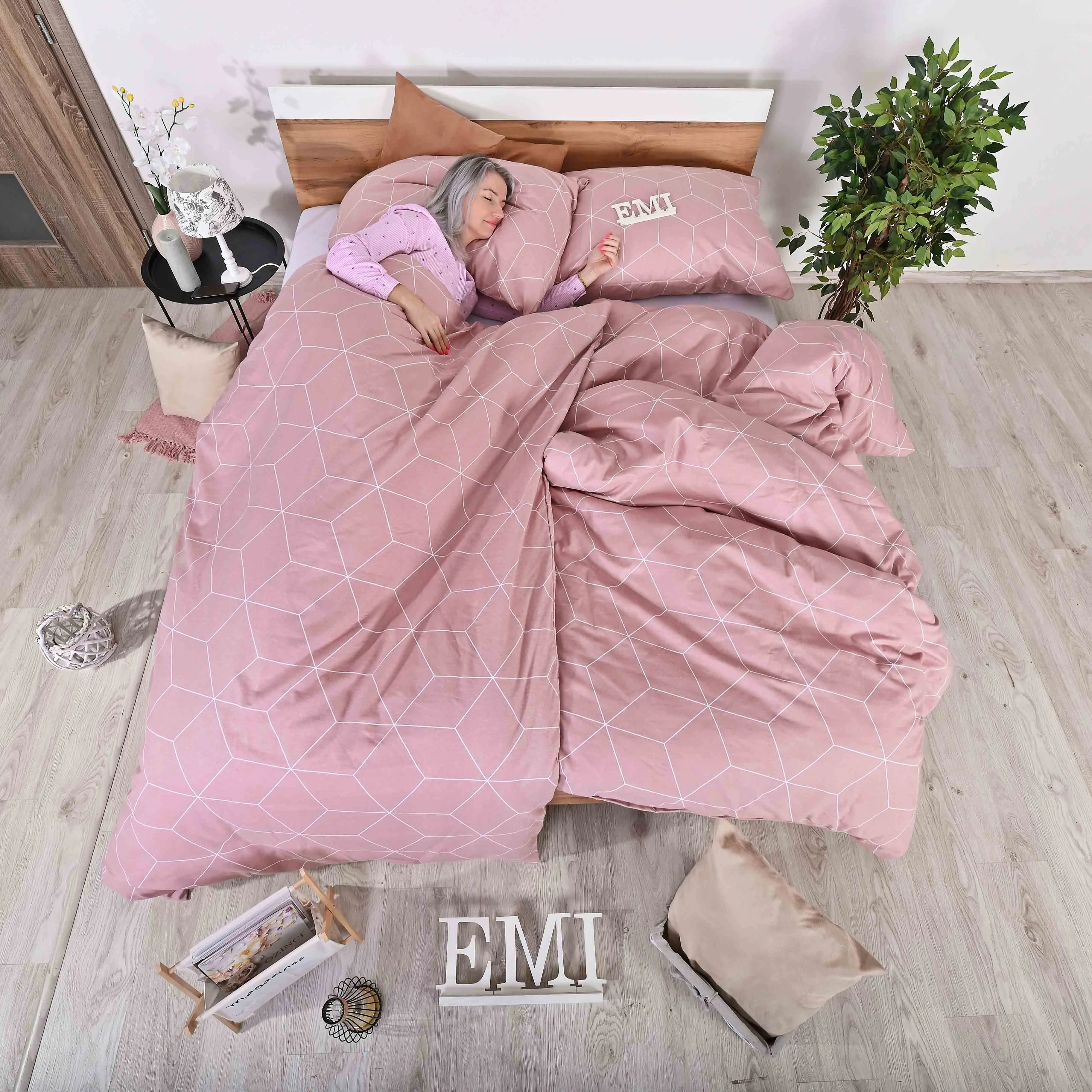 EMI Flanelové posteľné obliečky Alya rosa 140x200 cm, 70x90 cm 1×1set, posteľné obliečky