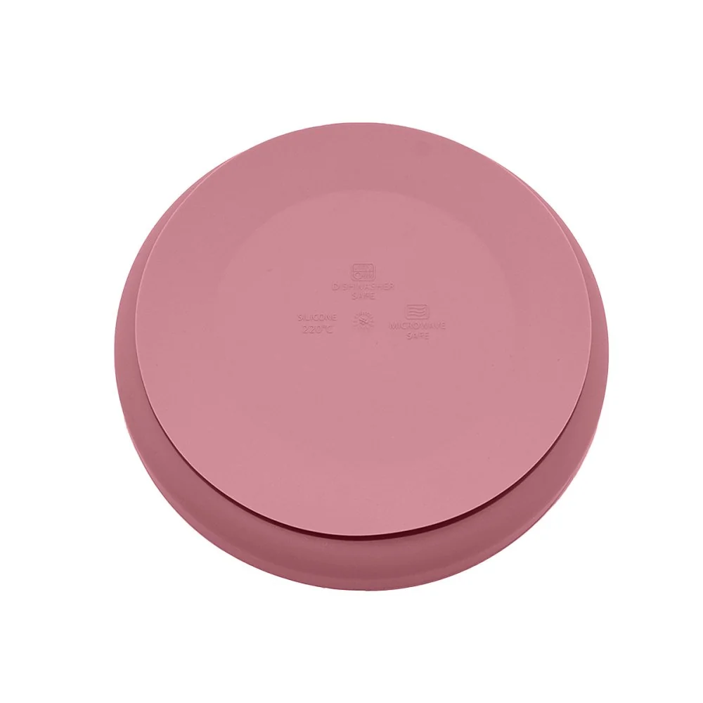 Set jedálenský silikónový TAKE&MATCH 2 ks tanier + príbor Dusty Rose 6m+