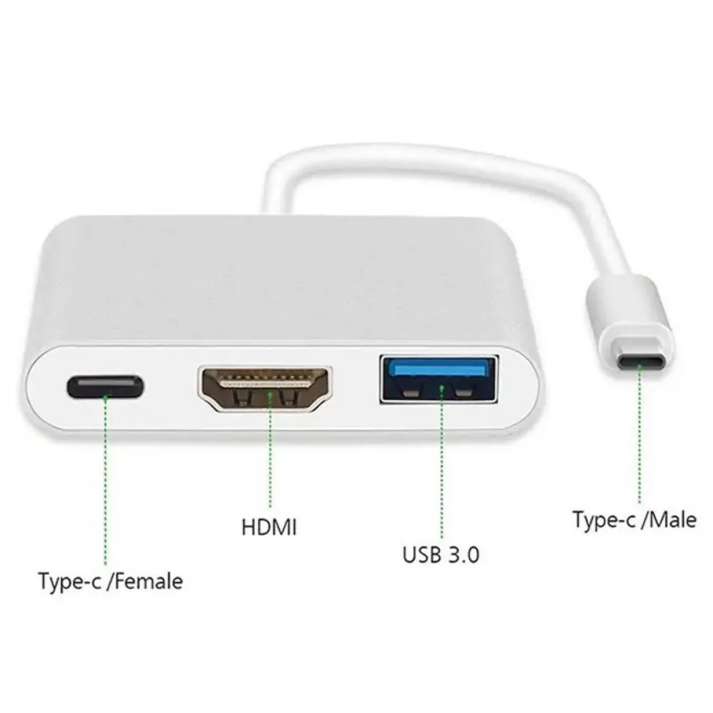 Adaptér pre TV Monitor 3v1 Hub USB-C