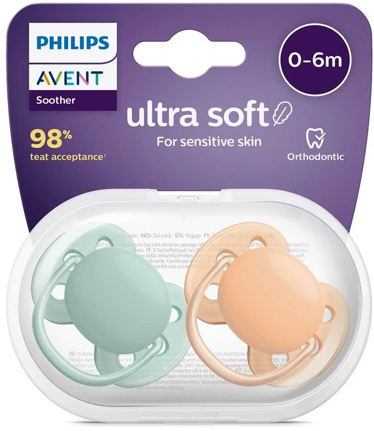 Philips AVENT Cumlík Ultrasoft Premium neutral 0-6m 2 ks 1×2 ks, cumlík