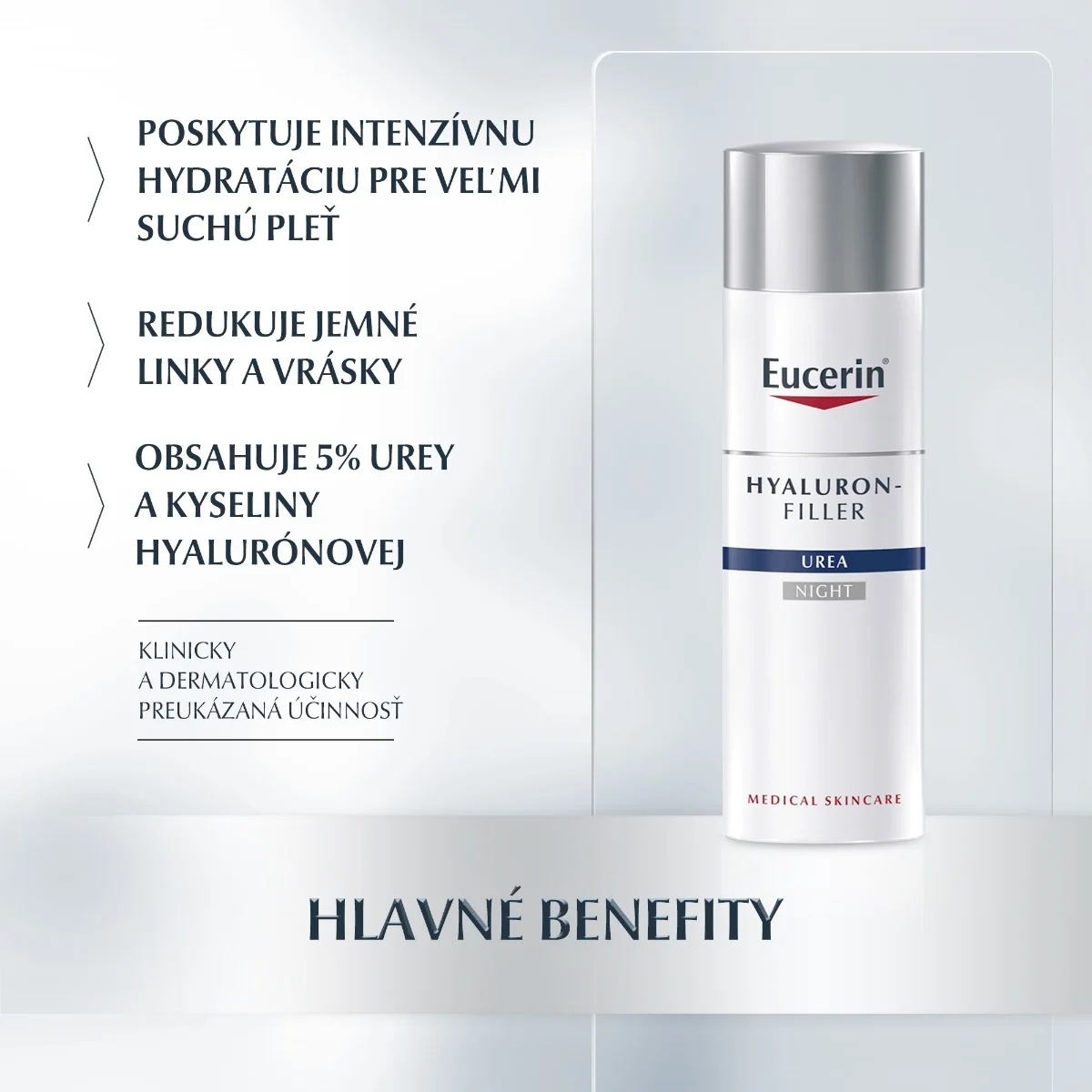 Eucerin HYALURON-FILLER UREA nočný krém 1×50 ml, proti vráskam pre suchú pleť