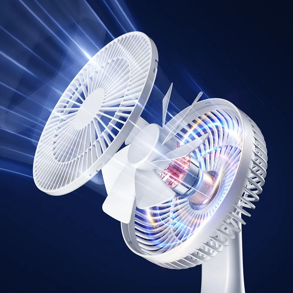 Plochý stolový ventilátor, biely