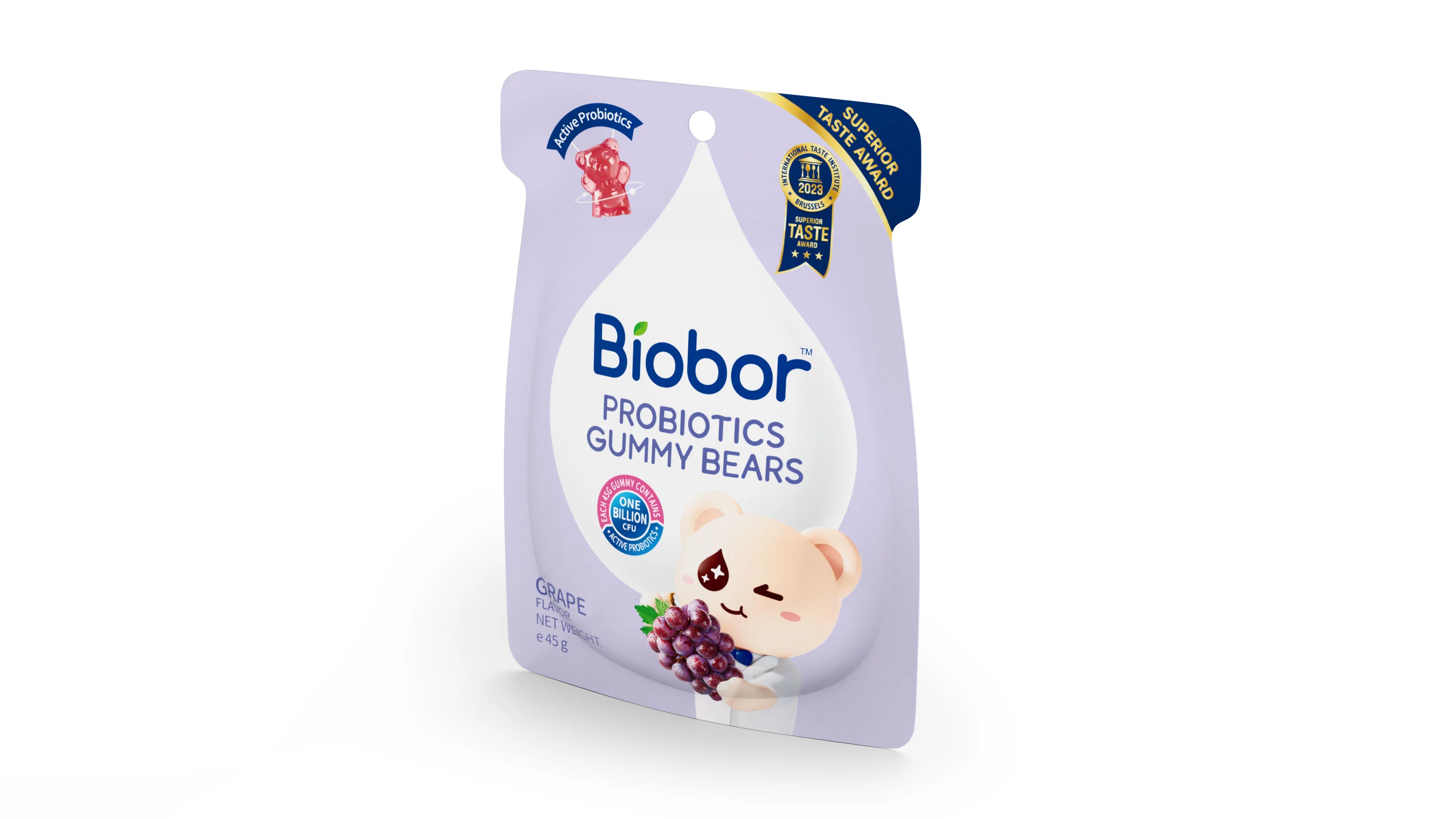 Biobor PROBIOTICS GUMMY BEARS hroznová príchuť 45 g
