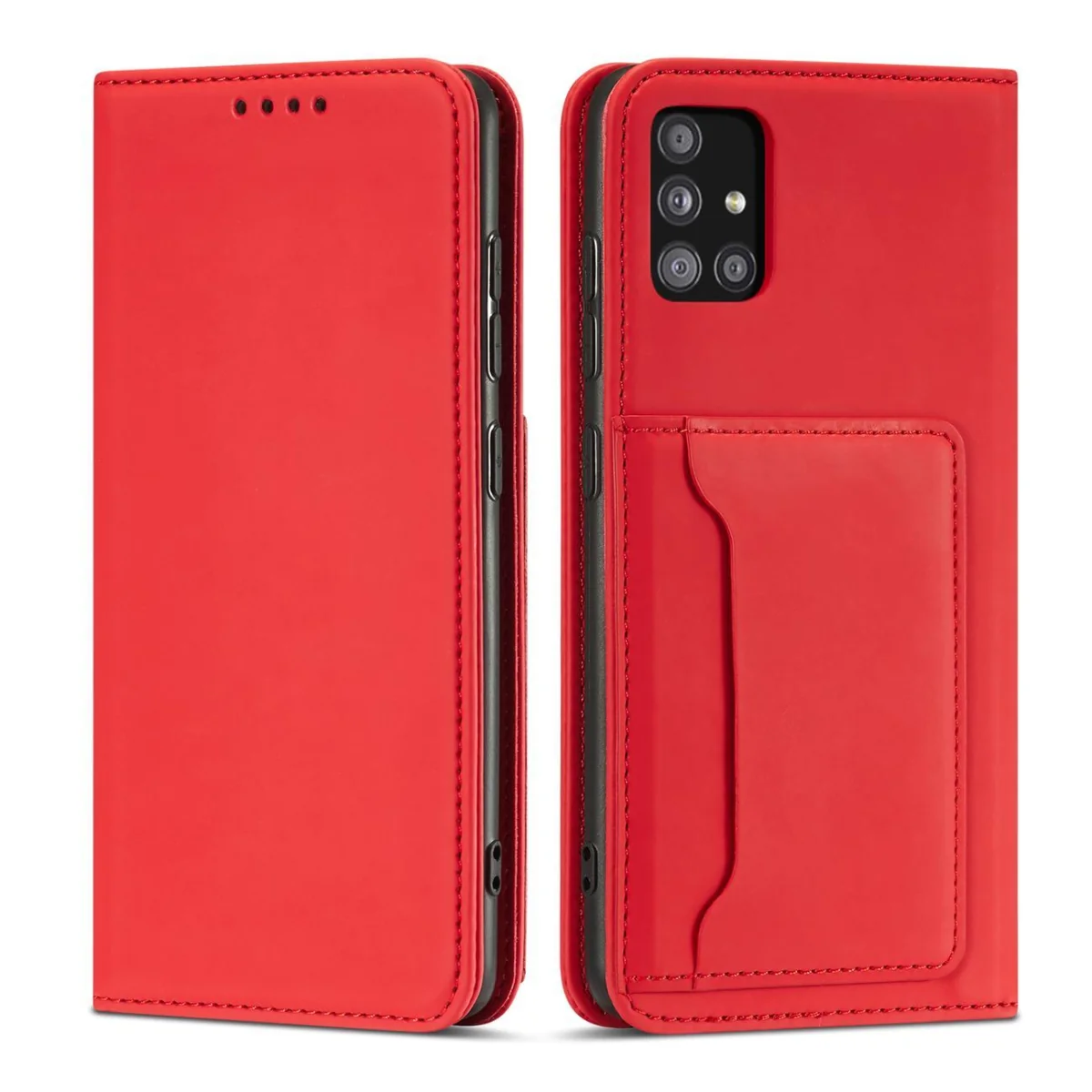 MG Magnet Card knižkové kožené puzdro na Samsung Galaxy A12 5G, červené é