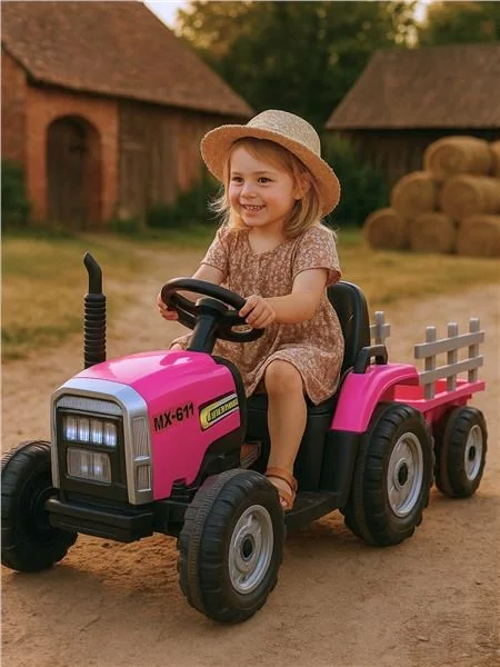 Elektrický traktor Baby Mix Erick s diaľkovým ovládačom ružový