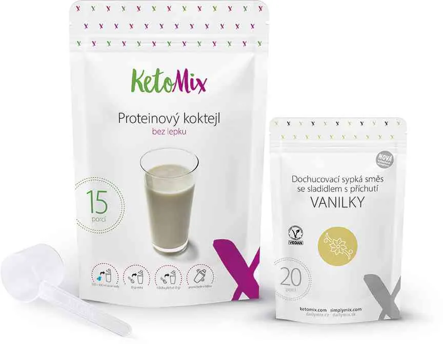 Proteínový kokteil KetoMix 450 g (15 porcií), vanilka 1×450 g, proteínový kokteil