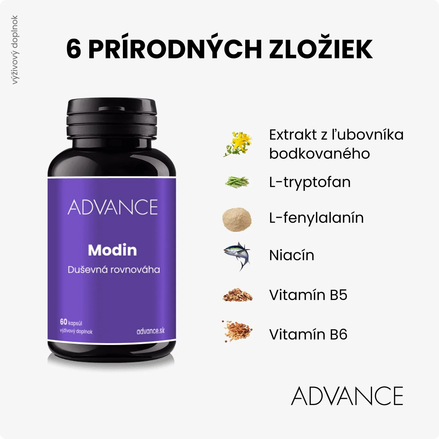 ADVANCE Modin 60 kapsúl - duševná rovnováha 1×60 cps, výživový doplnok