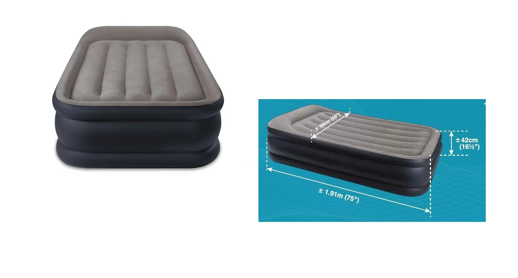 Intex 64132 Nafukovacia posteľ Deluxe Pillow Rest Raised Twin 230 V 191 x 99 x 42 cm