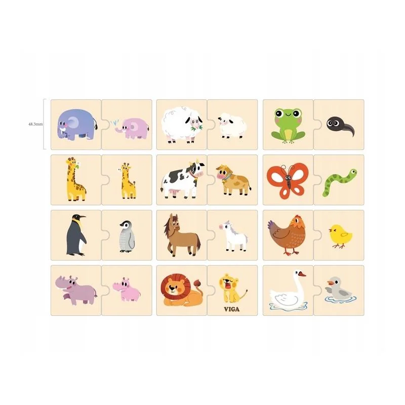 Viga Drevené puzzle mama a dieťa zvieratká