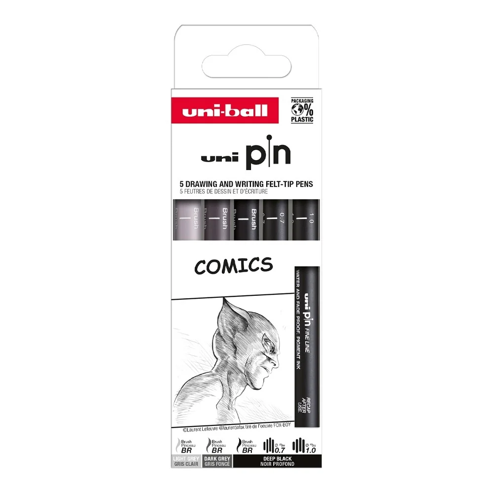 Sada linerov PIN Drawing Comics, mix farieb, 5 ks Čierna, sivá, sépia