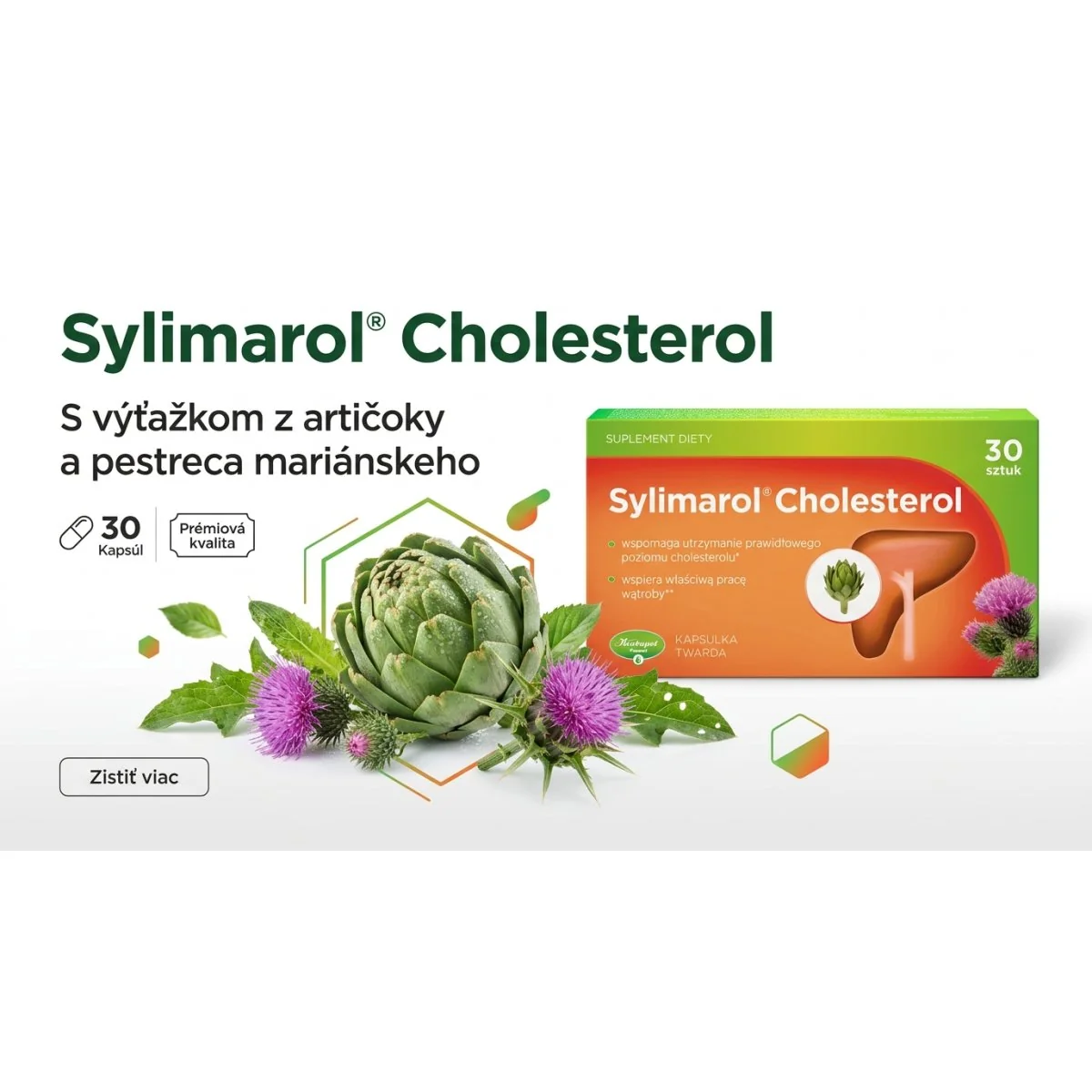 Herbapol Sylimarol Cholesterol 30 kapsúl artičoka a pestrec
