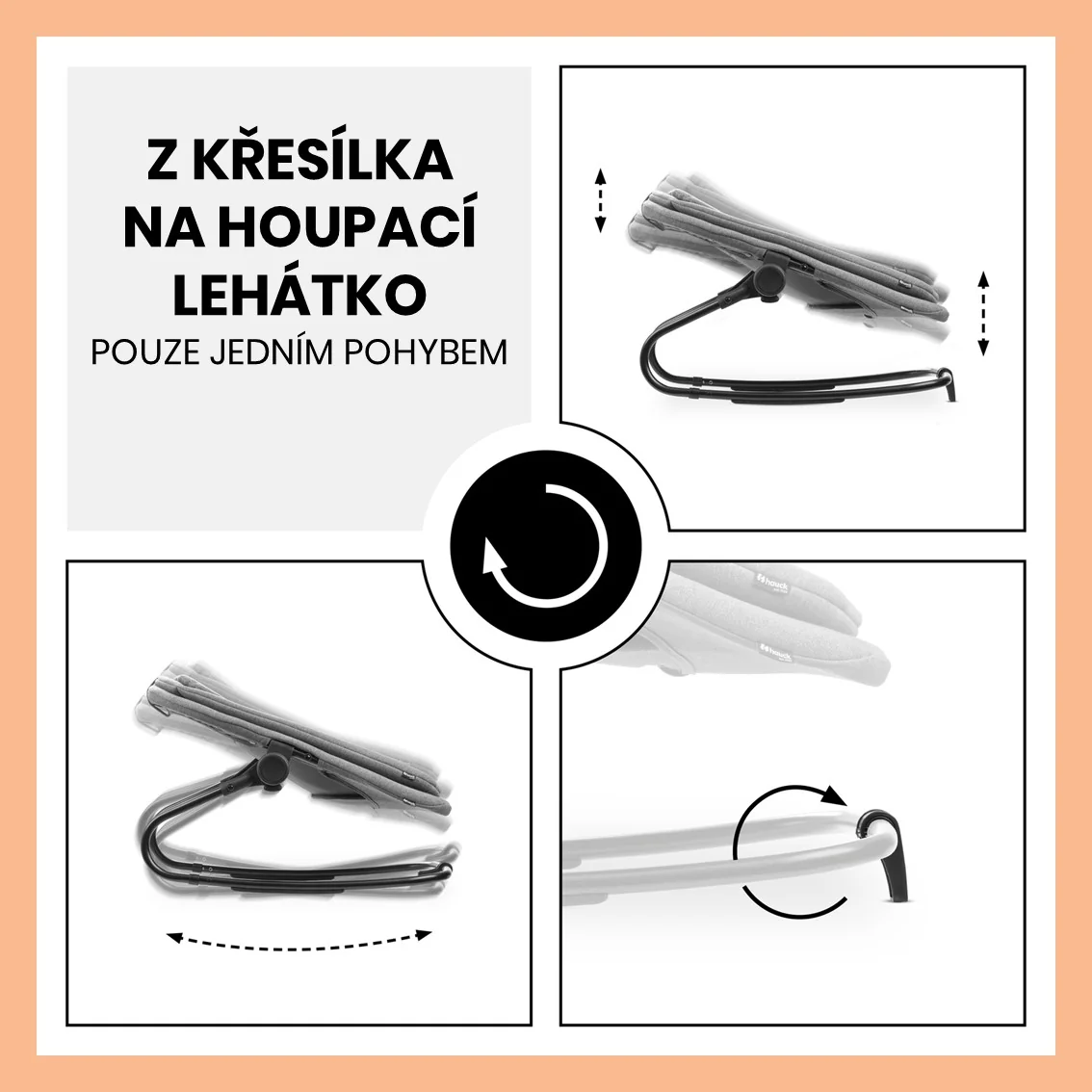 Hauck Bouncer 3v1 kresielko k stoličke Alpha+/Beta+, Dark Grey Melange