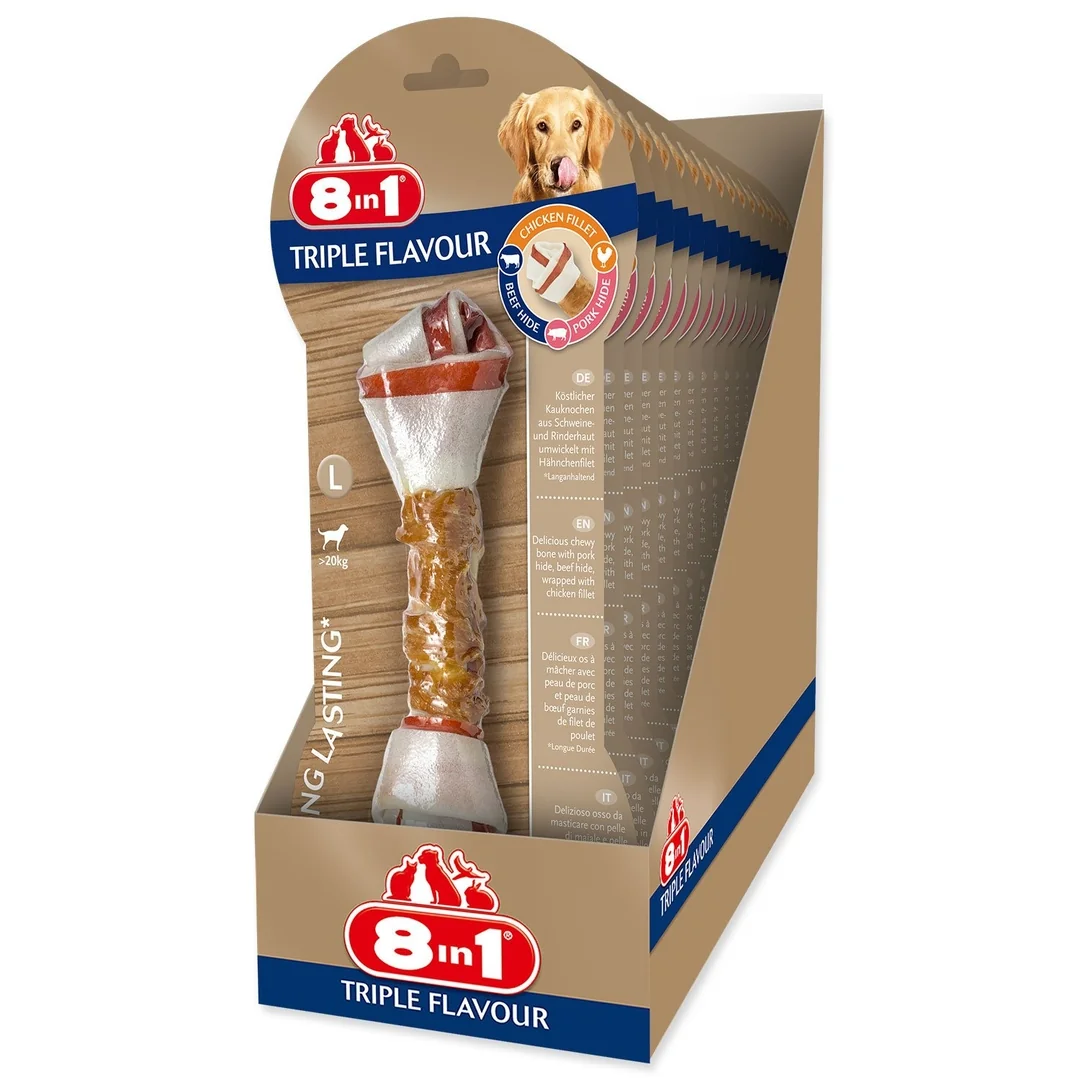 Pochúťka 8in1 Triple Flavour kosť žuvacia L