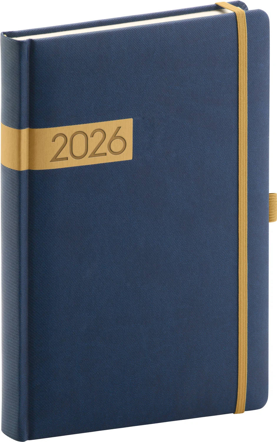 NOTIQUE Denný diár Twill 2026 modro-zlatý 15 x 21 cm