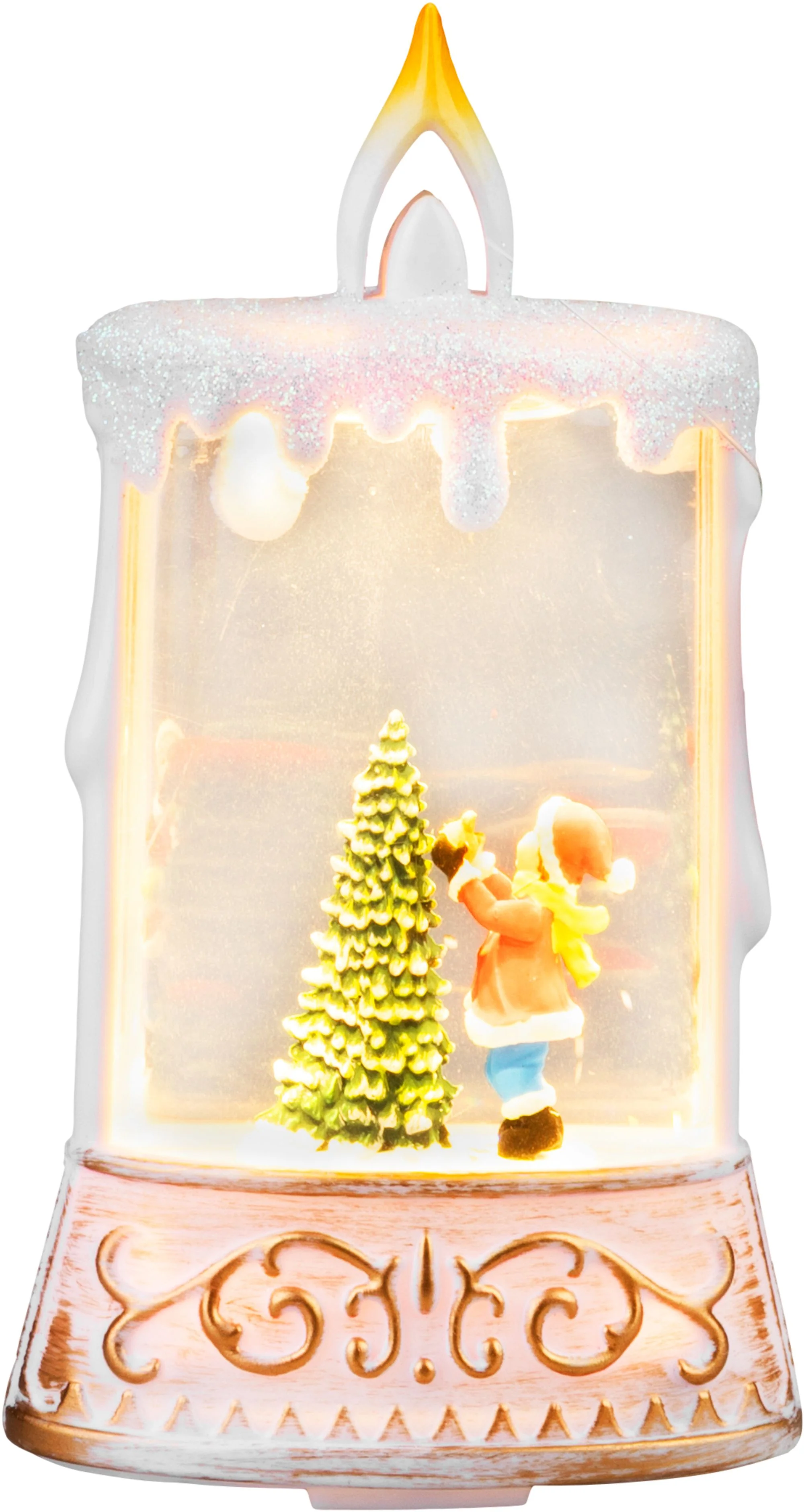 MagicHome vianočný LED lampáš Santa so stromčekom, balenie 12 ks Plast, 1 LED teplá biela, 8x4x15 cm, 2xAAA