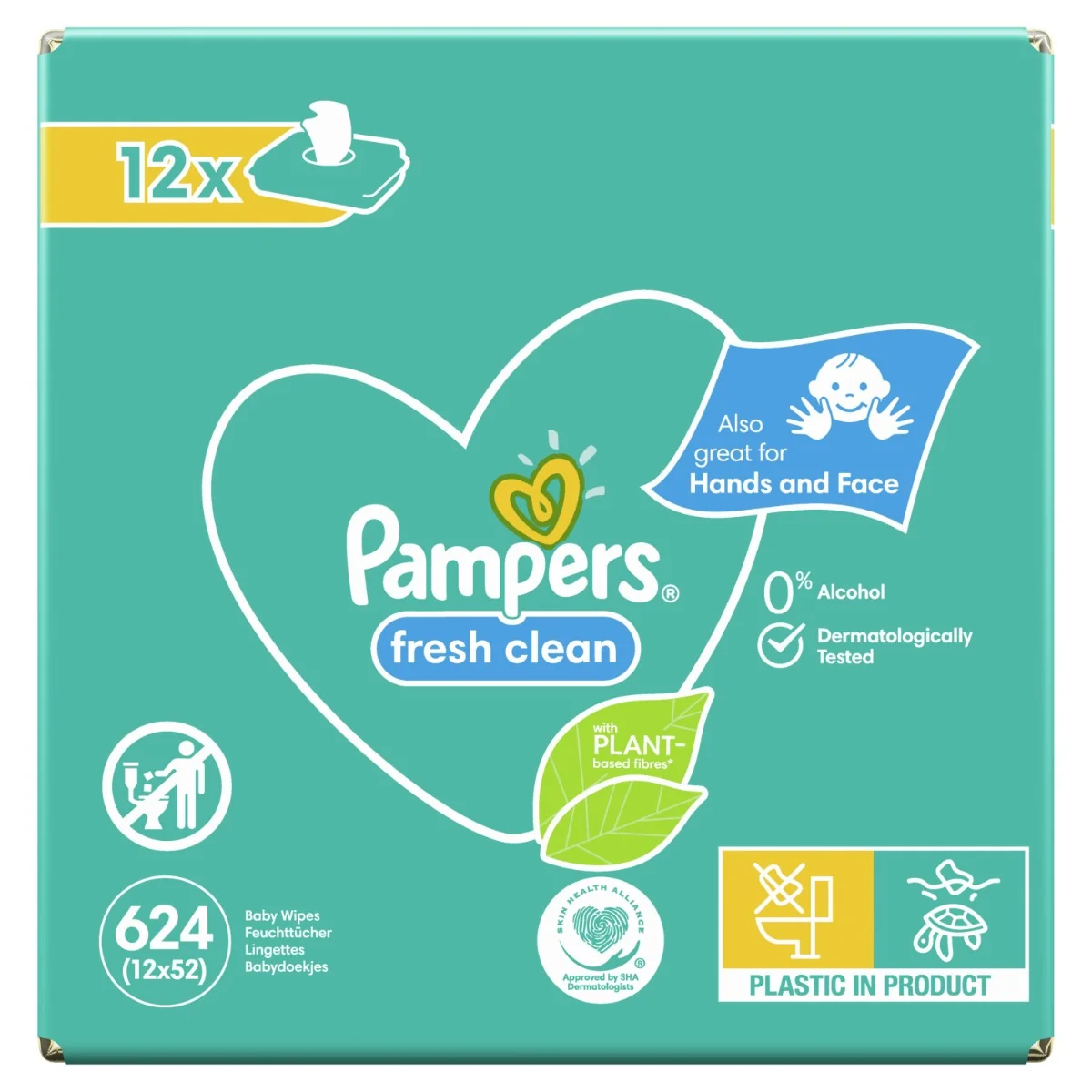 Pampers Wipes Box 624ks (12x52) Fresh clean 12×52 ks, vlhčené obrúsky