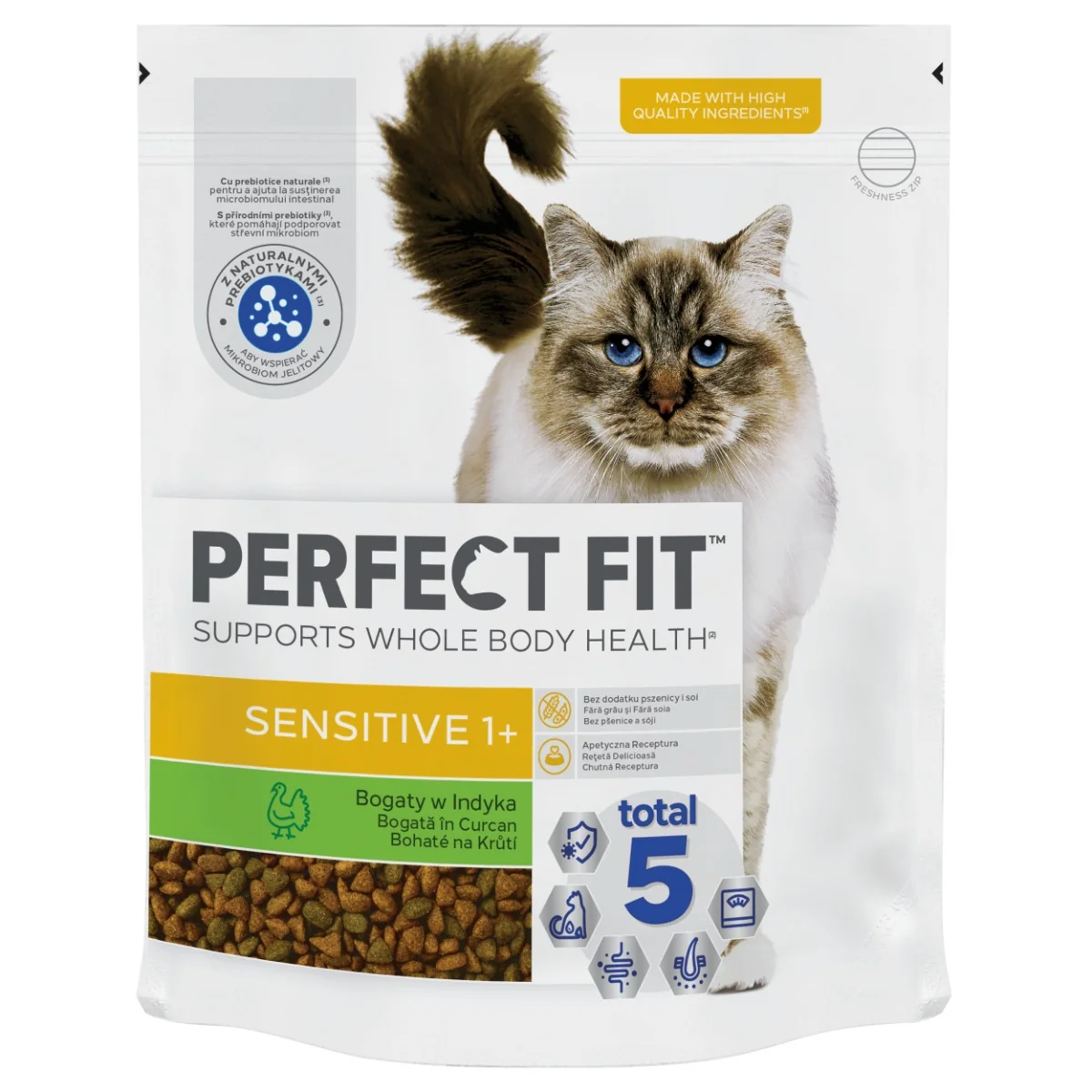 PERFECT FIT granule s vysokým podielom morčacieho 1×1,4 kg, pre dospelé citlivé mačky