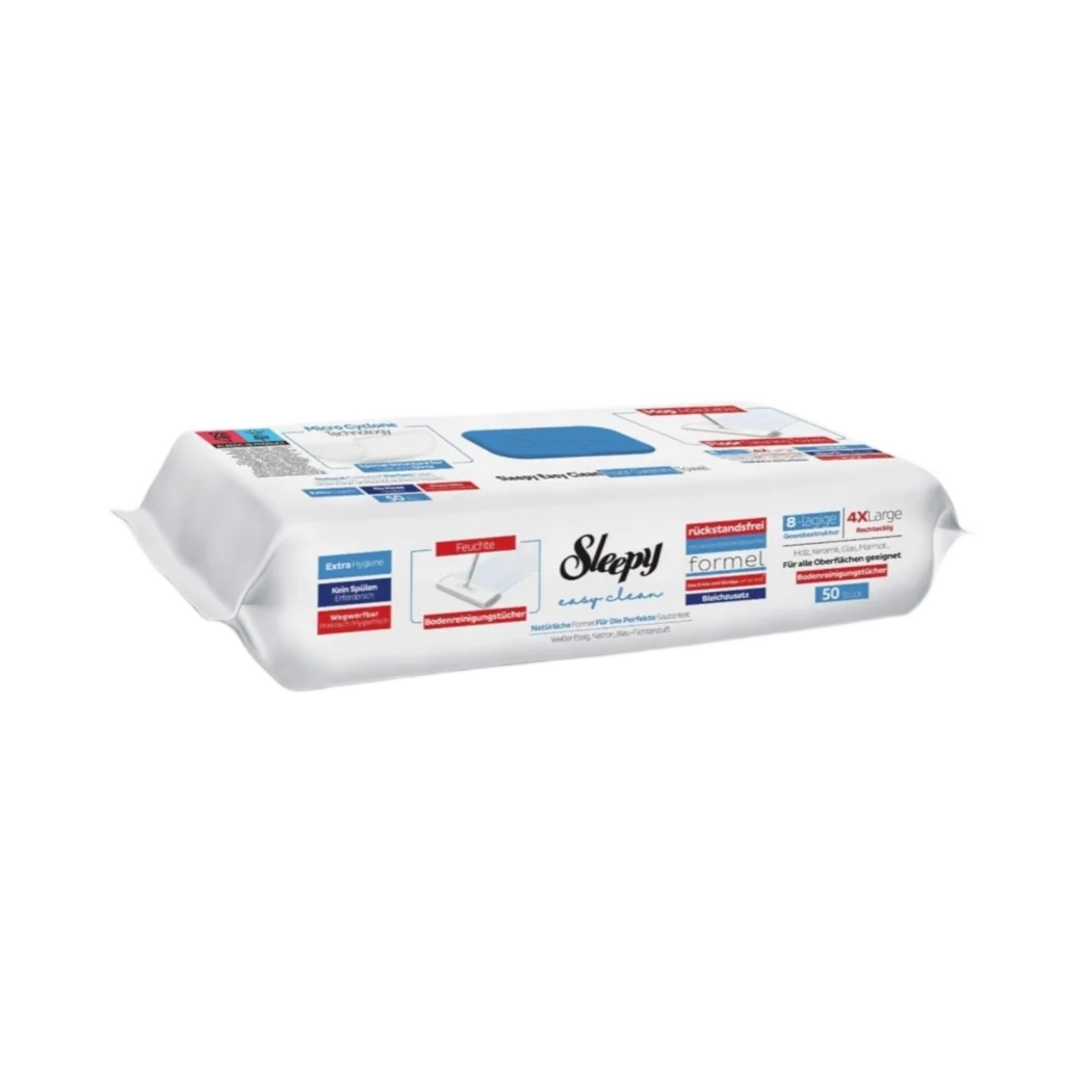 Sleepy Easy Clean vlhčené utierky na čistenie podláh na mop 4XL mix eukalyptus, biele mydlo, bieliaci účinok 150 ks (3x50 ks)