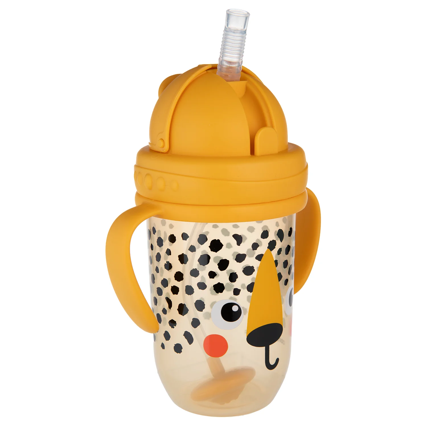 Canpol babies Hrnček netečúci so slamkou a závažím BabiesBoo 270ml gepard 1×1 ks, hrnček