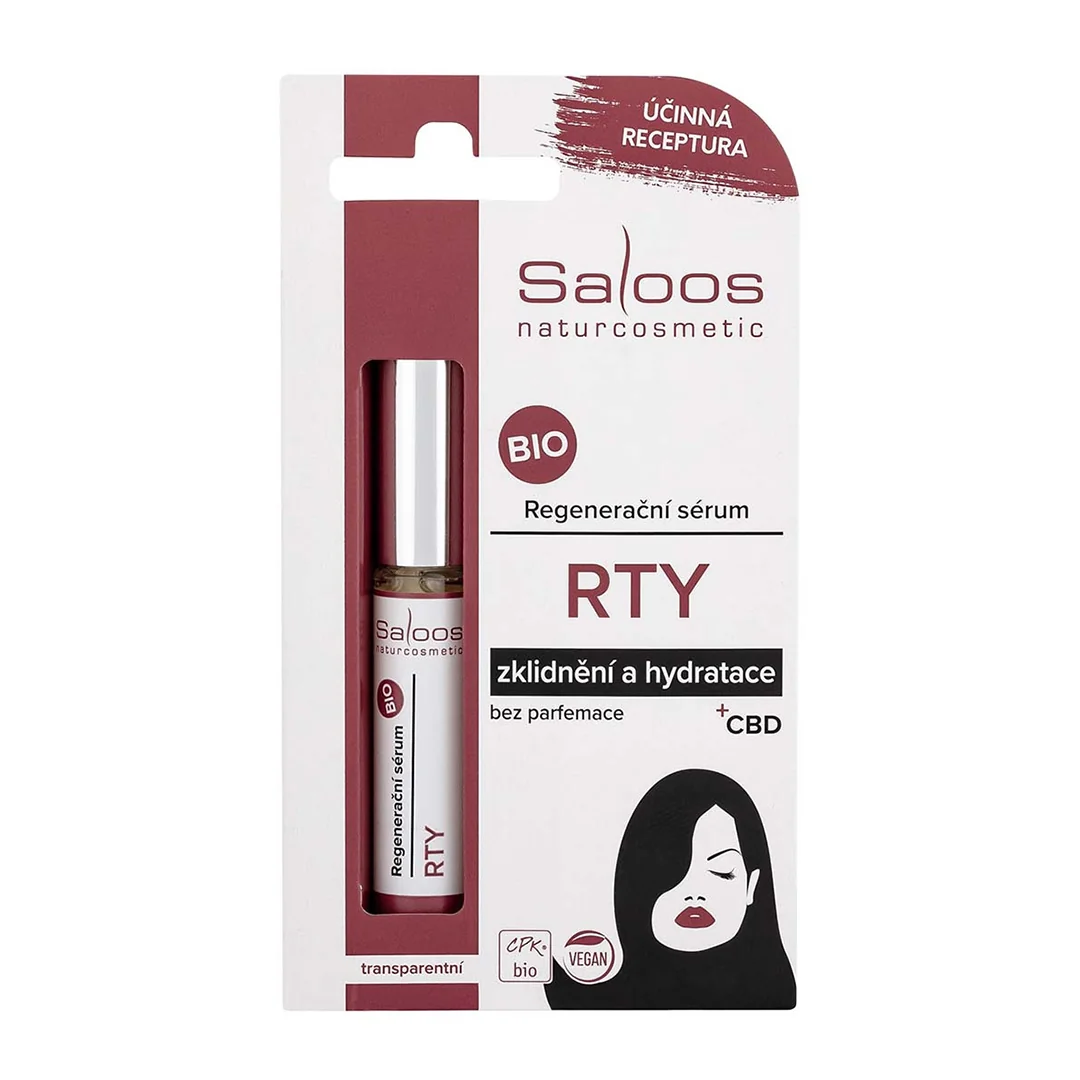 SALOOS Bio regeneračné sérum na pery s CBD 1×7 ml, bio starostlivosť o suché a popraskané pery