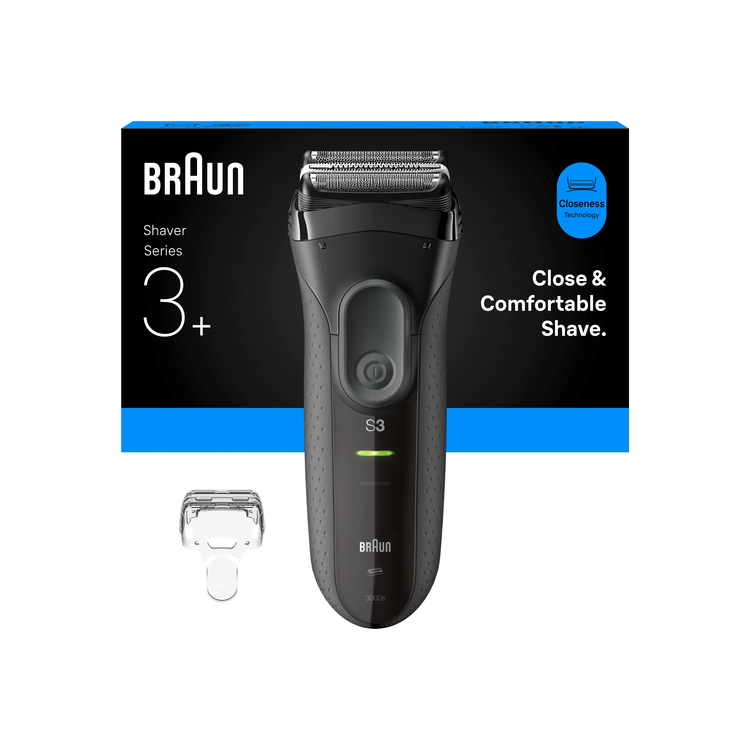 Braun Series 3+ 3000S elektrický holiaci strojček, sivý 1 set