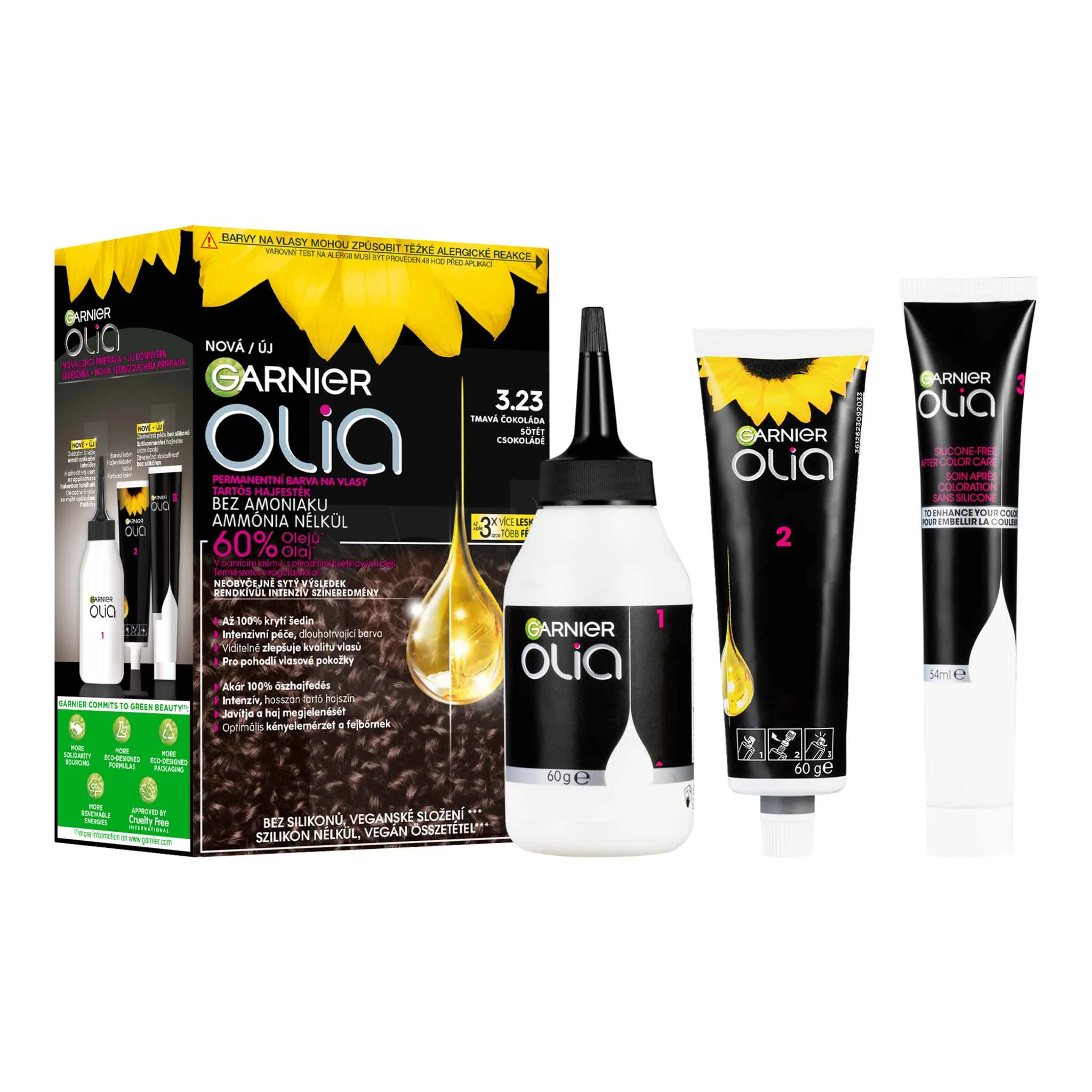 Garnier Olia permanentná farba na vlasy 3.23 Tmavá čokoláda 1×1 set, permanentná farba na vlasy