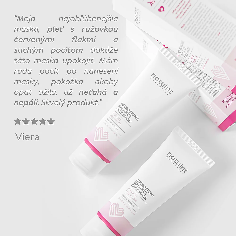 Natuint cosmetics - Upokojujúca a výživná maska - Mikro-Bio komplex Microbiome Balance Face Mask
