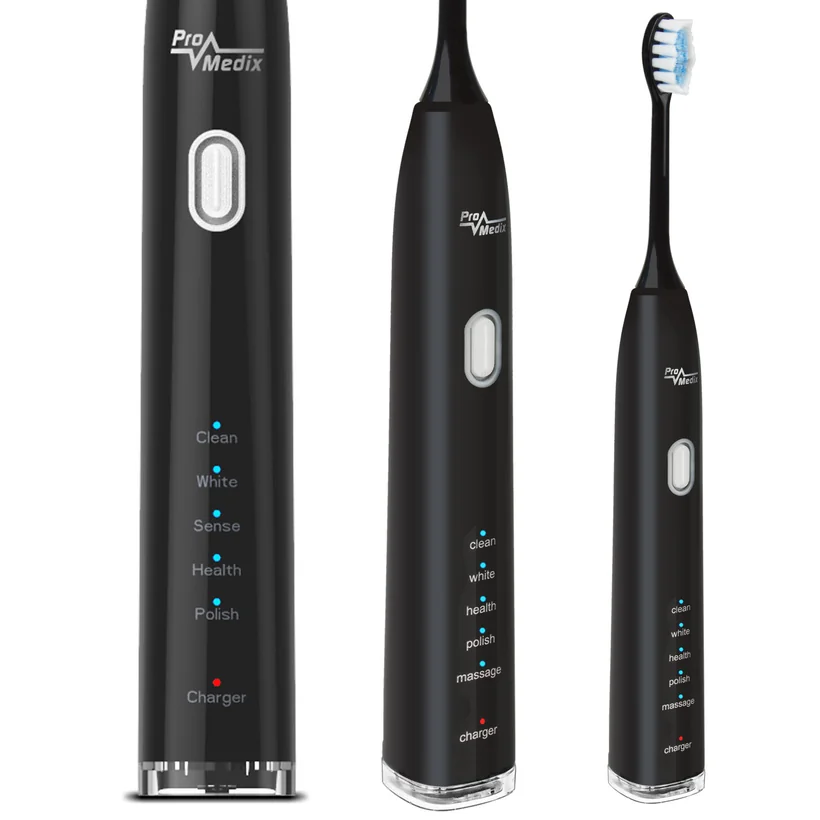 Sonická zubná kefka – čierna, 5 režimov, časovač, 2 hlavice, USB nabíjanie 