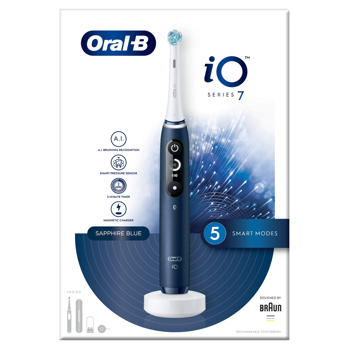 Oral B iO Series 7 Blue Elektrická zubná kefka 1×1 ks, elektrická zubná kefka