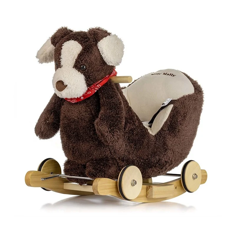 Hojdací psík s melódiou a kolieskami Milly Mally Polly Plus Brown
