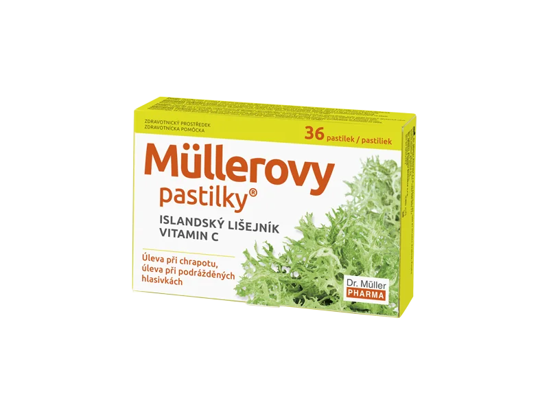 MÜLLEROVE PASTILKY S ISLAND. LIŠAJNÍKOM A VIT. C 1×36 ks, pastilky na odkašliavanie