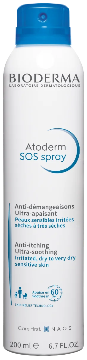 BIODERMA Atoderm SOS sprej 1×200 ml, sprej proti svrbeniu suchej až atopickej pokožky
