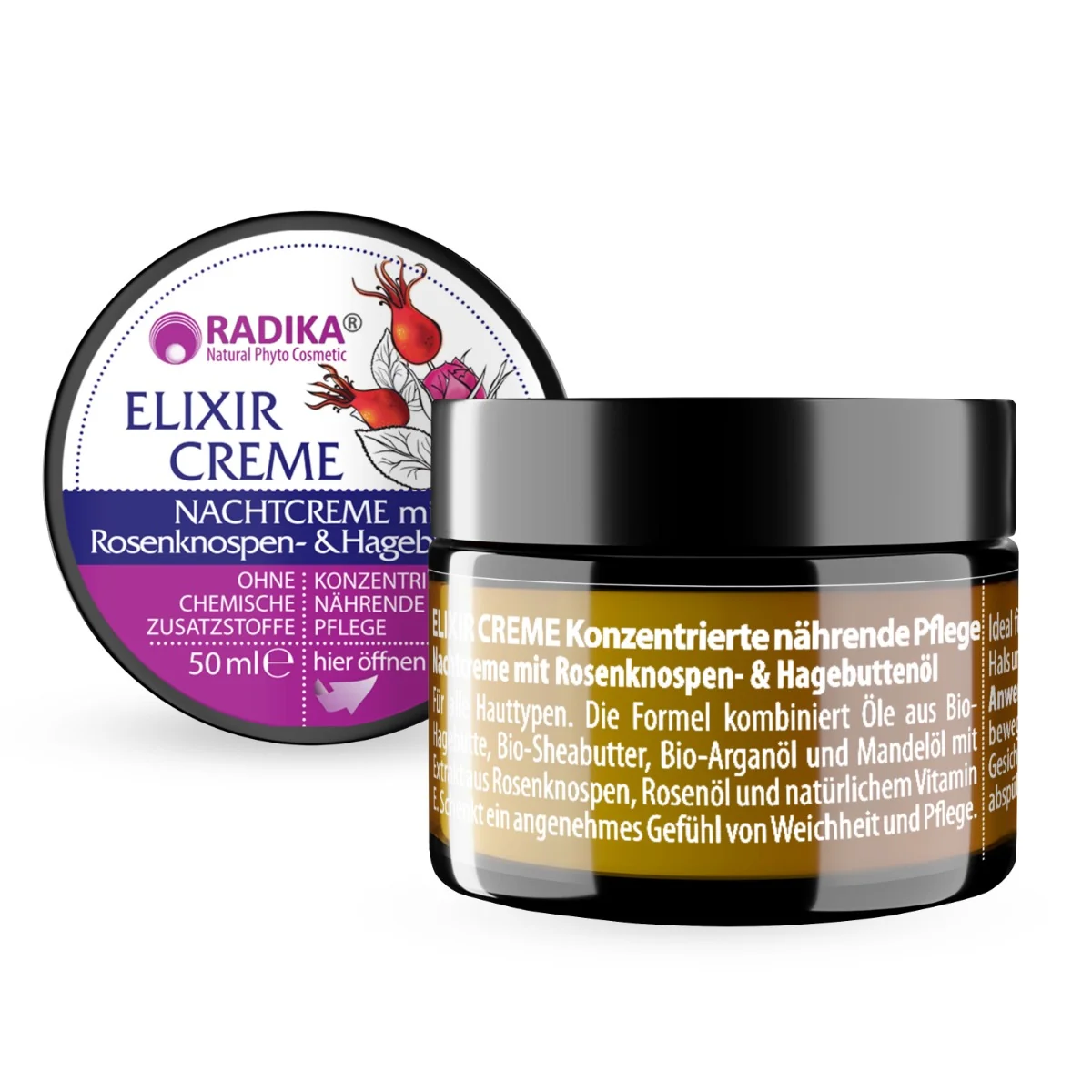 Elixír nočný krém s ružovými púčikmi a šípkovým olejom - 50 ml - Bioherba