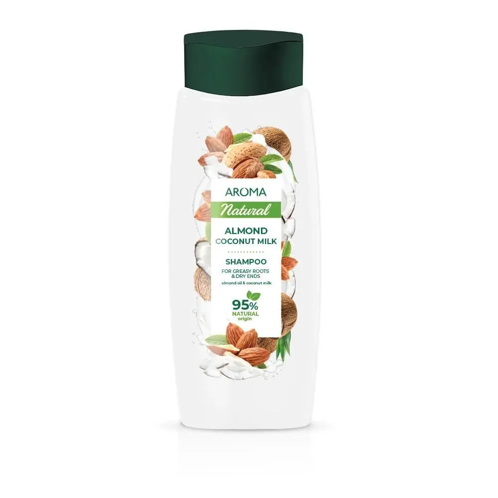 Šampón na mastné korienky a suché konce vlasov Mandľa a kokosové mlieko Aroma 400 ml